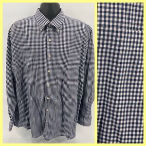 PETER MILLAR Nanoluxe Easycare Shirt Mens‎ XL Blue Gingham Check Button Down